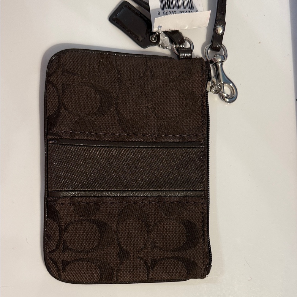 Coach Brown Wristlet with Logo Pattern